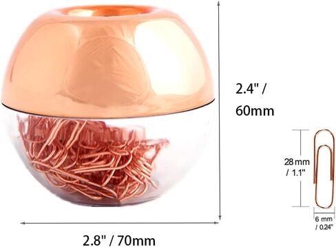 Rose Gold Paper Clip Holder Magnetic Paper Clips Dispenser with 100pcs Paperclips for Desk Office School Home Organizers Accessories Gift Idea (Rose Gold) in Kuwait