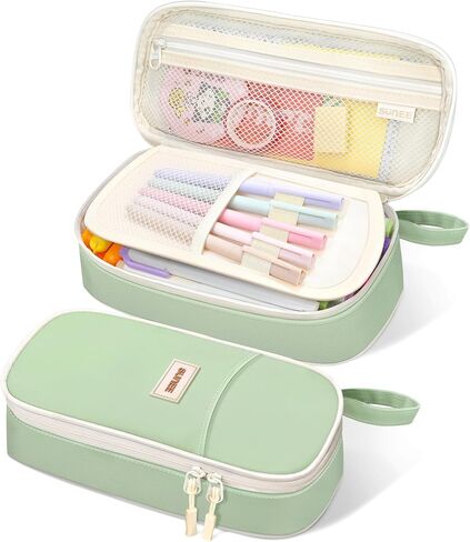 SUNEE Cute Pencil Case, Aesthetic Pen Pouch, Colored Large Pencil Bag with Zipper, Kawaii Stationery Storage and Organizer, School Supplies for Teen and Adult Girls, Blue in Saudi Arabia