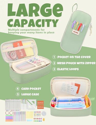 SUNEE Cute Pencil Case, Aesthetic Pen Pouch, Colored Large Pencil Bag with Zipper, Kawaii Stationery Storage and Organizer, School Supplies for Teen and Adult Girls, Blue in Saudi Arabia