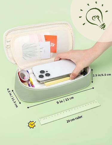 SUNEE Cute Pencil Case, Aesthetic Pen Pouch, Colored Large Pencil Bag with Zipper, Kawaii Stationery Storage and Organizer, School Supplies for Teen and Adult Girls, Blue in Saudi Arabia