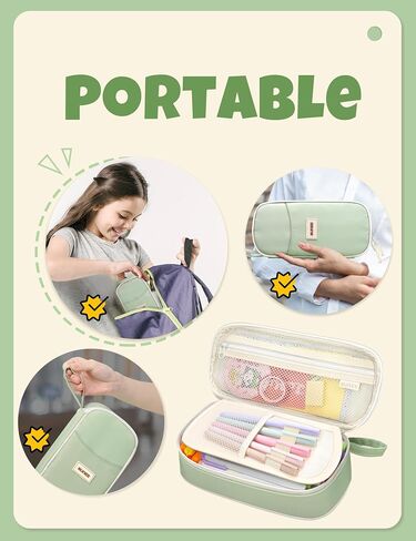SUNEE Cute Pencil Case, Aesthetic Pen Pouch, Colored Large Pencil Bag with Zipper, Kawaii Stationery Storage and Organizer, School Supplies for Teen and Adult Girls, Blue in Saudi Arabia