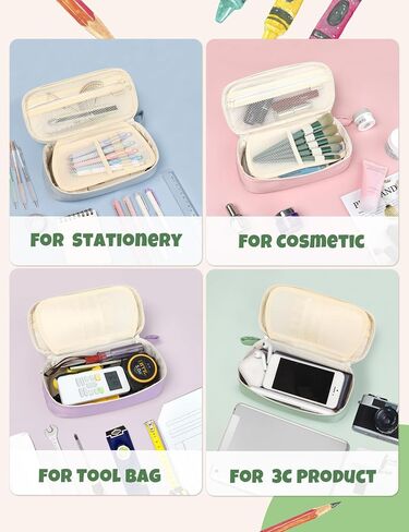 SUNEE Cute Pencil Case, Aesthetic Pen Pouch, Colored Large Pencil Bag with Zipper, Kawaii Stationery Storage and Organizer, School Supplies for Teen and Adult Girls, Blue in Saudi Arabia