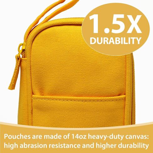 SPACEMATE Heavy Duty Canvas Pencil Case Pouch Bag - Holds 50-100 Pencils - Large Big Capacity Aesthetic Pen Case School Supplies for Back to School College Students (Yellow) in Kuwait