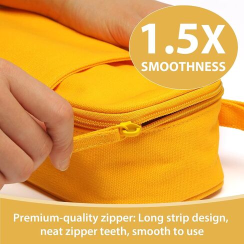 SPACEMATE Heavy Duty Canvas Pencil Case Pouch Bag - Holds 50-100 Pencils - Large Big Capacity Aesthetic Pen Case School Supplies for Back to School College Students (Yellow) in Kuwait
