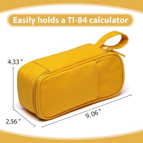 SPACEMATE Heavy Duty Canvas Pencil Case Pouch Bag - Holds 50-100 Pencils - Large Big Capacity Aesthetic Pen Case School Supplies for Back to School College Students (Yellow) in Kuwait