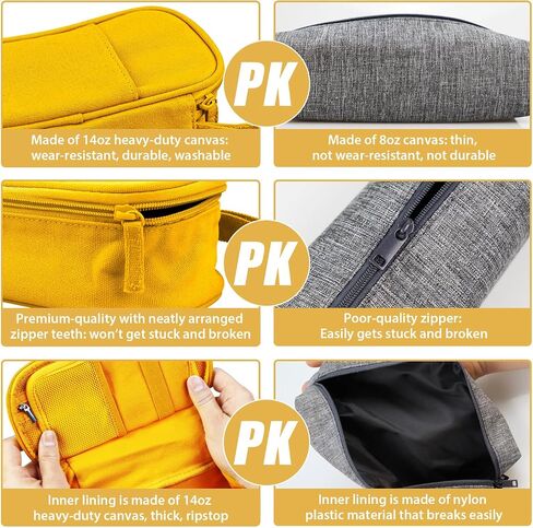 SPACEMATE Heavy Duty Canvas Pencil Case Pouch Bag - Holds 50-100 Pencils - Large Big Capacity Aesthetic Pen Case School Supplies for Back to School College Students (Yellow) in Kuwait