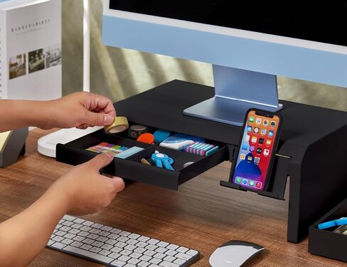 Bostitch Konnect Adjustable Monitor Riser with Drawer, Cell Phone Stand & Pencil Holder, Laptop Stand for Desk, 4 Height Levels, Cable Management & Rubber Feet in Saudi Arabia