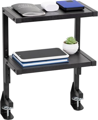 VIVO Clamp-on 13 inch Above or Below Desk 2-Tier Shelving Unit for Table Accessories, Gaming Devices, and More, Storage Tray, Desktop Organizer, Black, STAND-SHELF2C in Saudi Arabia