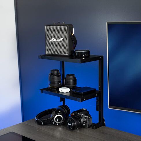 VIVO Clamp-on 13 inch Above or Below Desk 2-Tier Shelving Unit for Table Accessories, Gaming Devices, and More, Storage Tray, Desktop Organizer, Black, STAND-SHELF2C in Saudi Arabia
