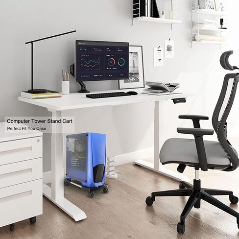 Computer Tower Stand, Adjustable Mobile CPU Stand with Rolling Caster Wheels, Premium PC Tower Stand Holder for Floor Carpet Gaming PC Case(White) in Saudi Arabia