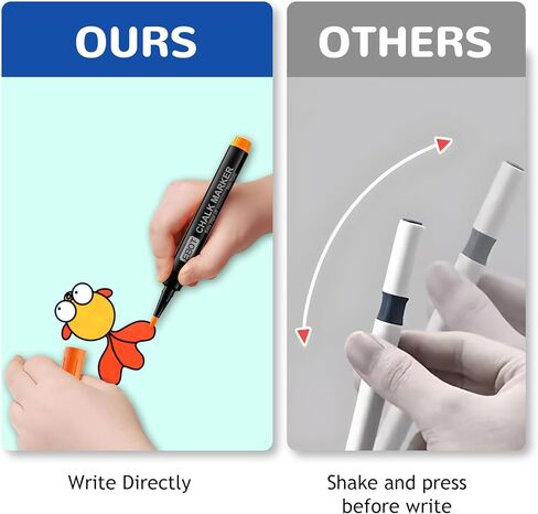 Liquid Chalk Markers, Fine Tip 8 Colors Washable Window Chalkboard Glass Pens, Paint and Drawing for Car, Blackboard, Non-Toxic in Kuwait