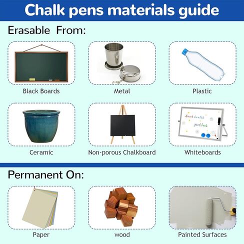 Liquid Chalk Markers, Fine Tip 8 Colors Washable Window Chalkboard Glass Pens, Paint and Drawing for Car, Blackboard, Non-Toxic in Kuwait