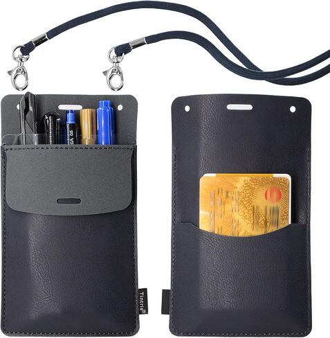Pocket Protector, 3 Pack Leather Pen Pencil Holder Pouch Organizer for Men Pocket Shirt Lab Coat Small Tools, Designed with a Lanyard & an Extra Back Pocket, Thick PU Leather, Black in Saudi Arabia