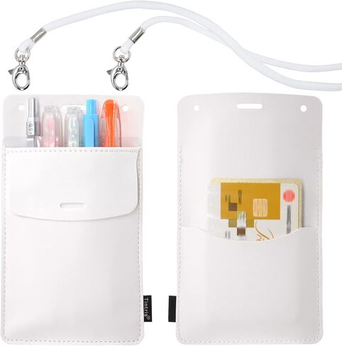 Pocket Protector, 3 Pack Leather Pen Pencil Holder Pouch Organizer for Men Pocket Shirt Lab Coat Small Tools, Designed with a Lanyard & an Extra Back Pocket, Thick PU Leather, Black in Saudi Arabia