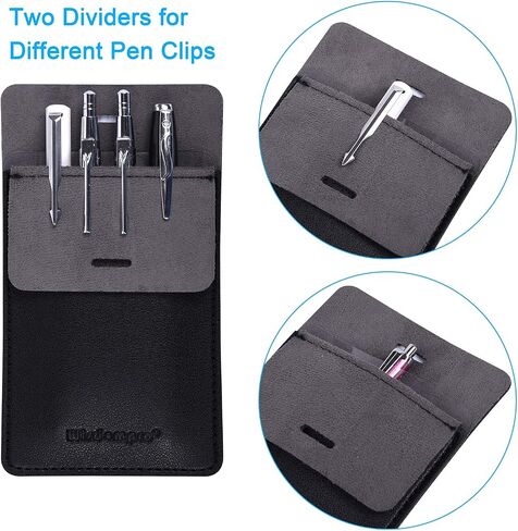 Wisdompro Pocket Protector, 3 Pack PU Leather Heavy Duty Pen Holder Pouch for Shirts, Lab Coats, Pants - Multi-Purpose - Holds Pens, Pointers, Pencils, and Notes - Black in Saudi Arabia