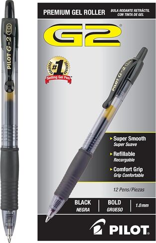 Pilot, G2 Premium Gel Roller Pens, Bold Point 1 mm, Pack of 12, Black in Saudi Arabia