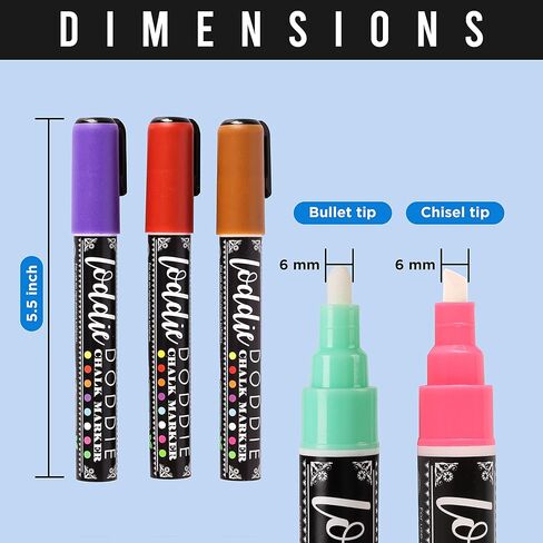 Loddie Doddie Chalk Markers, Liquid Chalk Pens, Reversible Tips, 24 Pack in Kuwait