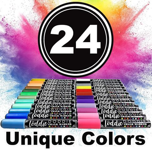 Loddie Doddie Chalk Markers, Liquid Chalk Pens, Reversible Tips, 24 Pack in Kuwait