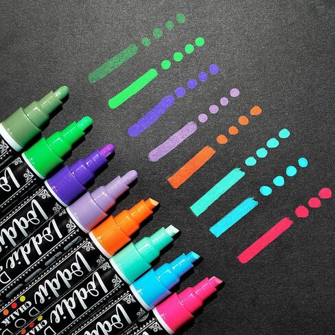 Loddie Doddie Liquid Chalk Markers (24-Pack) - Dust-Free Erasable Pens for Windows, Glass, Chalkboard & Blackboard - 6mm Reversible Bullet & Chisel Tip in Kuwait