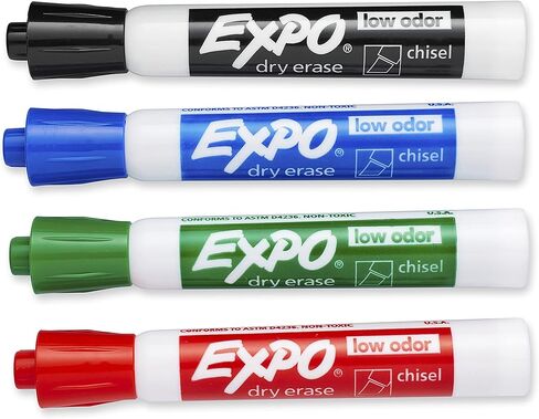 EXPO Low Odor Dry Erase Markers, Chisel Tip, Black, 4 Count in Kuwait