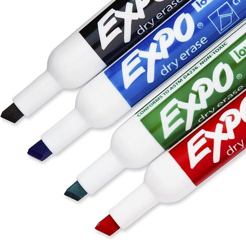 EXPO Low Odor Dry Erase Markers, Chisel Tip, Black, 4 Count in Kuwait