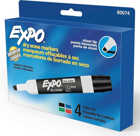 EXPO Low Odor Dry Erase Markers, Chisel Tip, Black, 4 Count in Kuwait