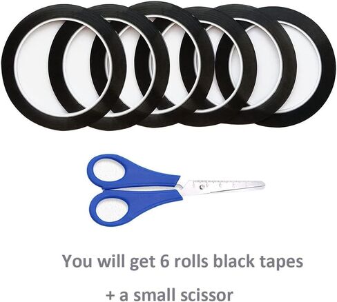 10 Rolls 1/8" Pinstripe Tape 6 Colors Whiteboard Tape Self-Adhesive Vinyl Tapes, 131 Feet per roll in Saudi Arabia