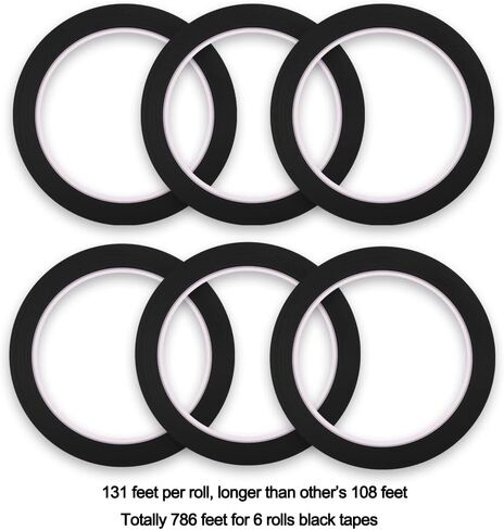 10 Rolls 1/8" Pinstripe Tape 6 Colors Whiteboard Tape Self-Adhesive Vinyl Tapes, 131 Feet per roll in Saudi Arabia