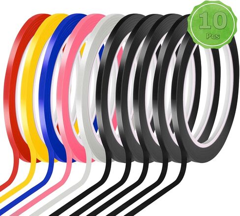 10 Rolls 1/8" Pinstripe Tape 6 Colors Whiteboard Tape Self-Adhesive Vinyl Tapes, 131 Feet per roll in Saudi Arabia