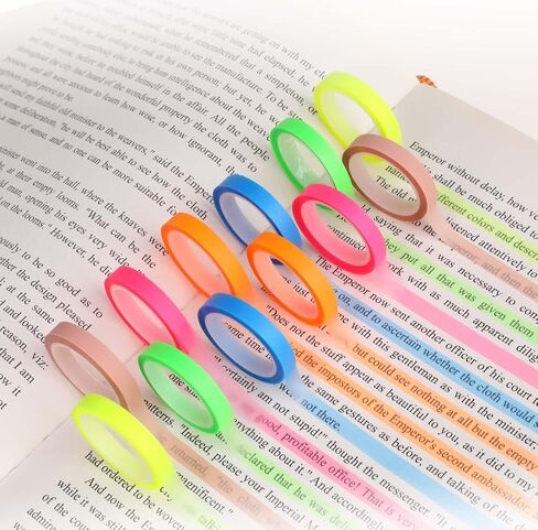12 Rolls Highlighter Tapes, 0.24inx16.4ft Transparent Highlighter Tape Removable Highlighter Strips for Student Teachers to Take Notes for Classroom Home Office, Total 197ft in Saudi Arabia