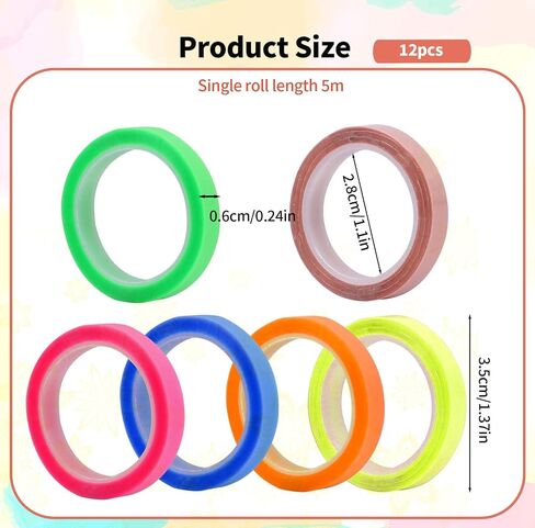 12 Rolls Highlighter Tapes, 0.24inx16.4ft Transparent Highlighter Tape Removable Highlighter Strips for Student Teachers to Take Notes for Classroom Home Office, Total 197ft in Saudi Arabia