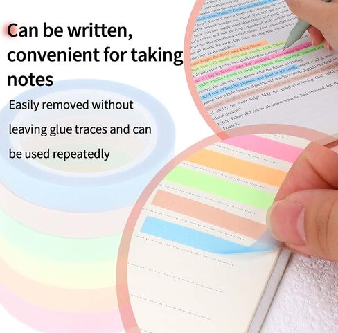 12 Rolls Highlighter Tapes, 0.24inx16.4ft Transparent Highlighter Tape Removable Highlighter Strips for Student Teachers to Take Notes for Classroom Home Office, Total 197ft in Saudi Arabia