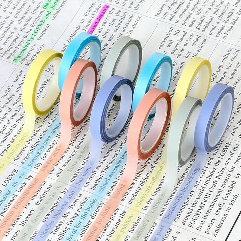 12 Rolls Highlighter Tapes, 0.24inx16.4ft Transparent Highlighter Tape Removable Highlighter Strips for Student Teachers to Take Notes for Classroom Home Office, Total 197ft in Saudi Arabia