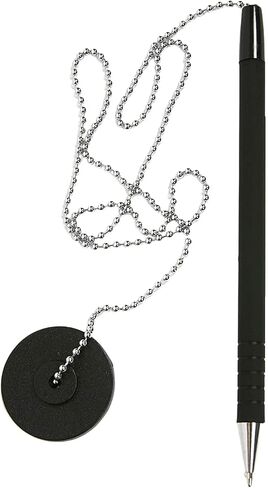 1InTheOffice Pen with Chain, Counter Security Pen, Pen with Chain for Desk, Black, 4 Pack in Saudi Arabia