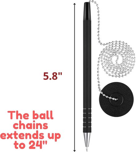 1InTheOffice Pen with Chain, Counter Security Pen, Pen with Chain for Desk, Black, 4 Pack in Saudi Arabia