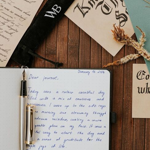 Wordsworth & Black Fountain Pen Set, 18K Gilded Medium Nib, Includes 24 Pack Ink Cartridges, Ink Refill Converter & Gift Pouch, Gold Finish, Calligraphy, [Black Gold], Perfect for Men & Women in Saudi Arabia