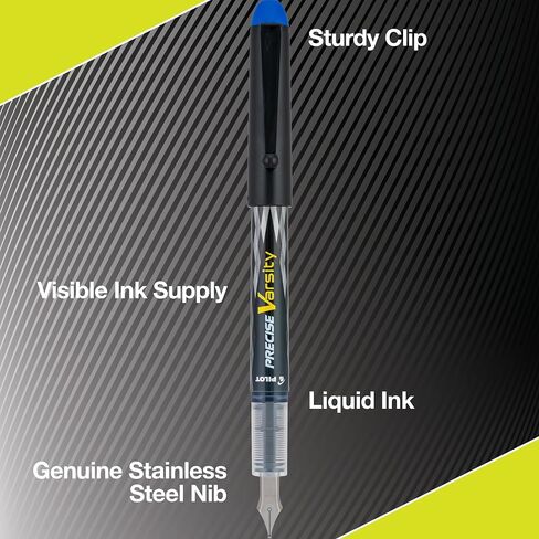 PILOT Pen 90029 Precise Varsity Pre-Filled Fountain Pens, Medium Point Stainless Steel Nib, Black/Blue/Red/Pink/Green/Purple/Turquoise, 7-Pack Pouch in Saudi Arabia