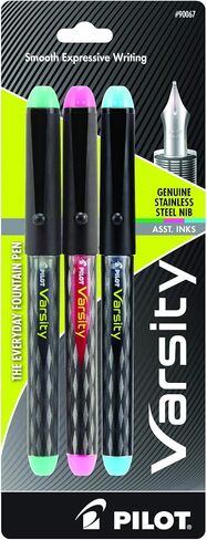 PILOT Pen 90029 Precise Varsity Pre-Filled Fountain Pens, Medium Point Stainless Steel Nib, Black/Blue/Red/Pink/Green/Purple/Turquoise, 7-Pack Pouch in Saudi Arabia