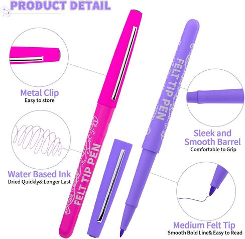 أقلام برأس من اللباد 35 لونًا، أقلام تحديد ملونة ممتازة ذات نقاط دقيقة لليوميات وتدوين الملاحظات والرسم. لوازم فنية بالقلم الملون للمدرسة والمكتب in Kuwait