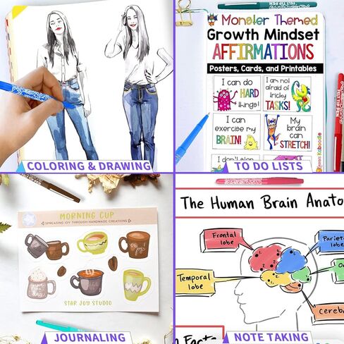 أقلام برأس من اللباد 35 لونًا، أقلام تحديد ملونة ممتازة ذات نقاط دقيقة لليوميات وتدوين الملاحظات والرسم. لوازم فنية بالقلم الملون للمدرسة والمكتب in Kuwait