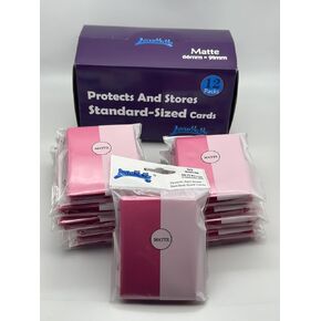 1 Box of 600 Counts -12packs Pink Color Double Matte Standard Card Sleeves Toploaders for Trading Cards, Collectable Gaming Cards, MTG Cards, L5R, TCG, Baseball, Rugby, Football Card