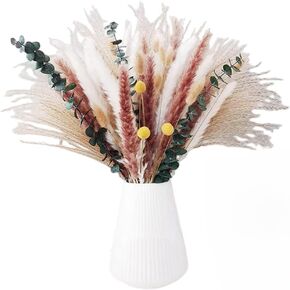 17 inch Natural Dry Pampas Bouquet, Bohemian Style Decoration, Dried Wheat Flowers, Suitable for Party and Home Dining Table Decoration (100PCS)