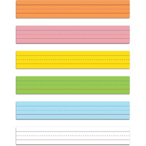 Dry Erase Magnetic Sentence Strips for Teachers, Whiteboards & Classrooms - 24" x 3.5" - 5-Color, 6 Strips - Practice Handwriting, Sight Words, Spelling and Math