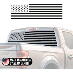 USA Flag Decal for Any Pick-up Track – Made in USA, Weatherproof Matte Black American Flag Truck Back Window Vinyl Decal – Durable Truck Decals for All Trucks, Easy to Apply (Color: Matte Black)