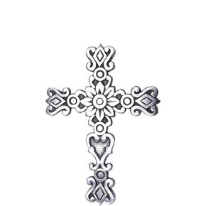 Castleore Easy Wall Hanging Home Decor Religious Christian Metal Cross for Wall | Best for Home, Office and As Gift | Silver Antique L 9.3* W 6.8 inch