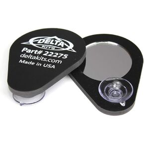 DeltaKits Glass Inspection Mirror with 3 x Magnification- Windshield chip Crack Inspection Mirror