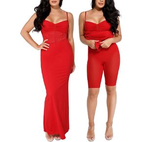 Popilush Shaper Dress Lace Formal Maxi Dresses with Built in Shapewear Corset Cocktail Party Dress Evening Gown