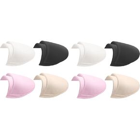 Cuyacili 8 Pairs Set-in Shoulder Pads Sewing Sponge Shoulder Pad Thin Shoulder Enhancer for Round Shoulders Women Blazer T-Shirt Dresses Sewing Accessories (Black + White+ Pink+ Skin)