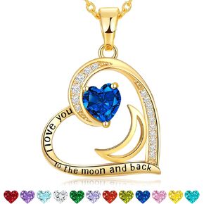 Gold Necklace for Women-Heart Necklace for Women Birthstone Necklace for Women Birthday Gifts for Wife from Husband Birthday Gifts for Girlfriend Mom Daughter Jewelry for Women Gifts for Anniversary Christmas Gifts for Women Valentines Day Gifts for Her