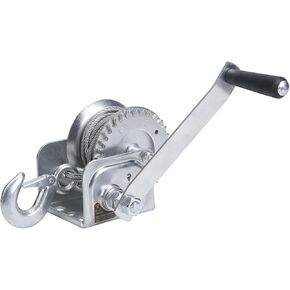 600lbs Auto Locking Heavy Duty Hand Winch, Boat Trailer Winch with 26FT Steel Wire Rope Manual Trailer Spreader for RV Trailer, Boat or ATV with Two-Way Rotating